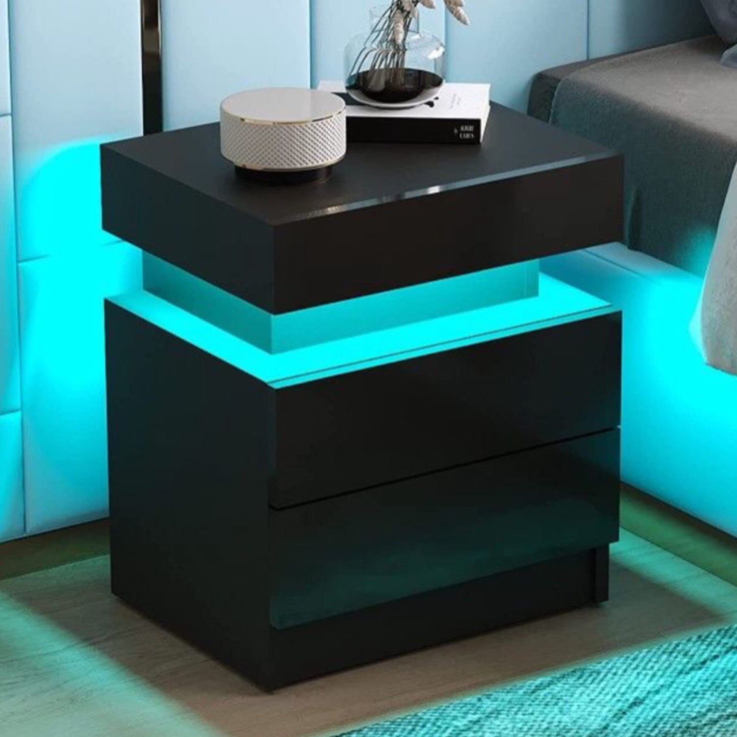 Black LED Nightstand