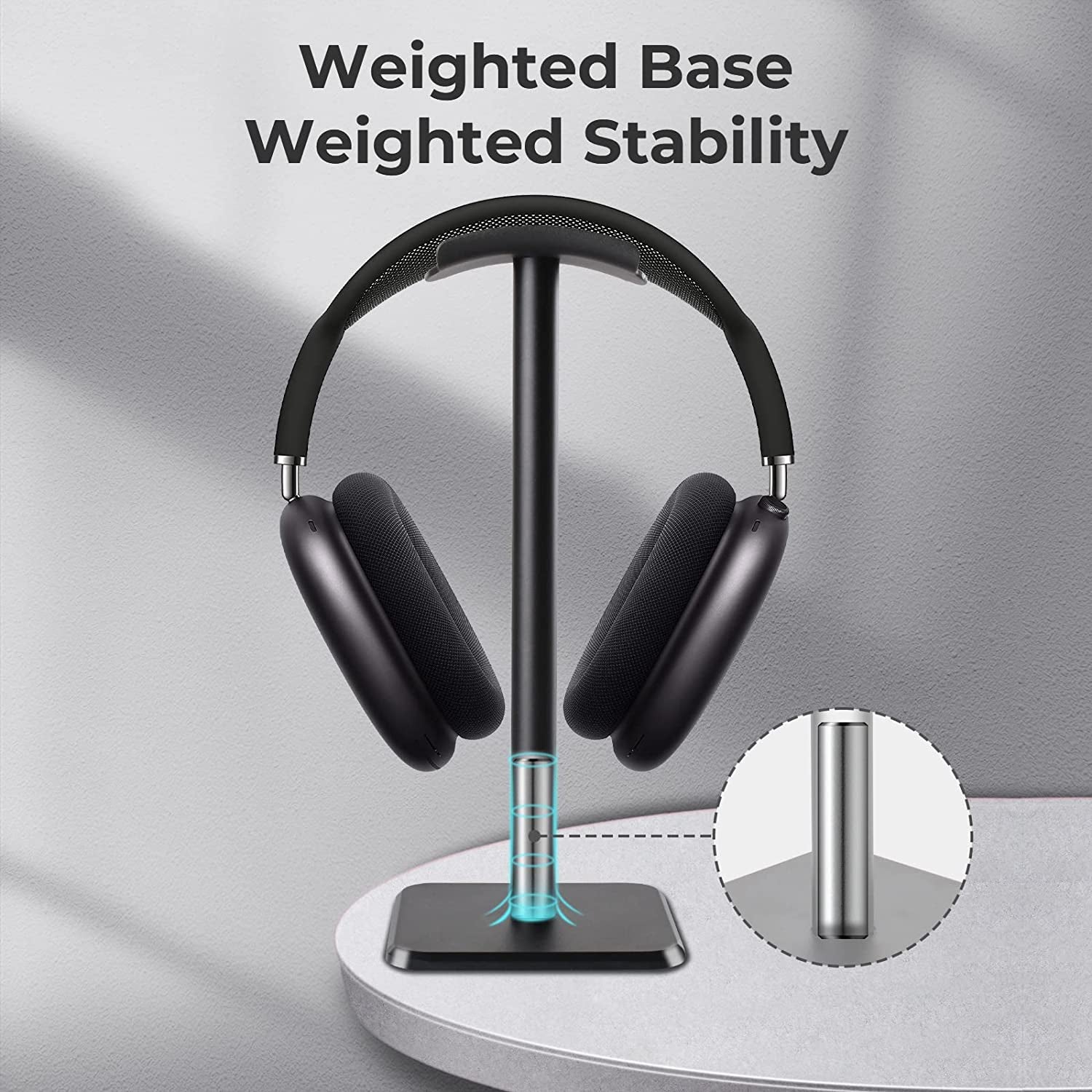 Headphones Stand [Weighted Base & Taller Height] Headset Holder Stand, Universal Headset Desk Hook for All Gaming Headset/Desktop Earphones