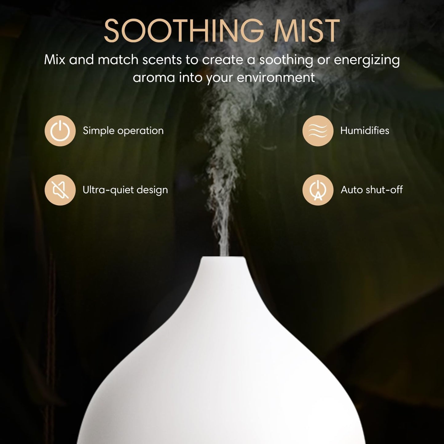 Essential Oil Diffuser, 100Ml Small Aromatherapy Diffuser, Ultrasonic Diffusers for Essential Oils, Cool Mist Humidifier with Warm White Lights, Auto Shut-Off Function, for Office Home