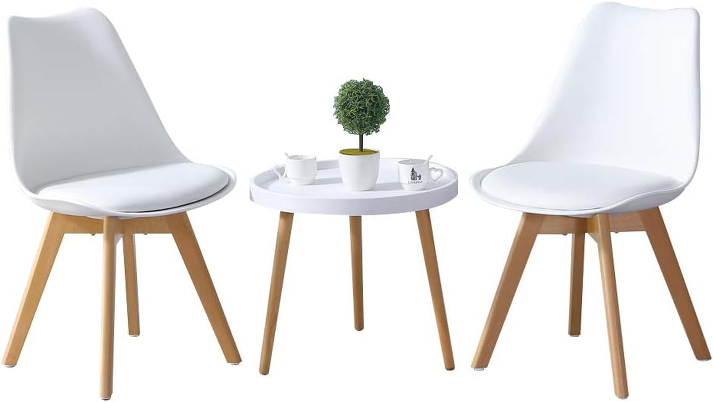 White round Side Table, Modern Small Coffee Table Living Room Sofa Side Table with Wooden Legs for Living Room Bedroom (50 * 45 Cm)