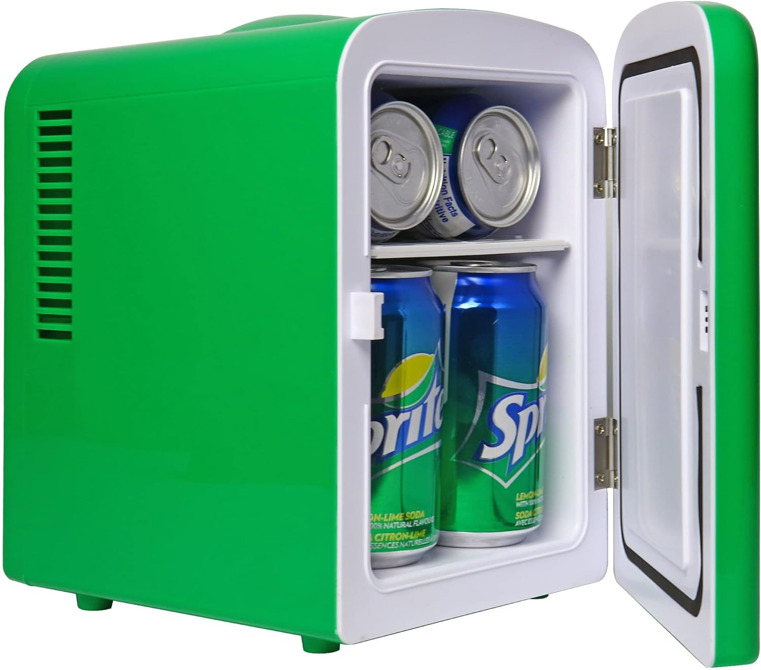 Coca Cola SP04 AZ Sprite 4L 6 Can Portable Cooler/Warmer, Compact Personal Travel Mini Fridge for Snacks Lunch Drinks Cosmetic, Includes 12V and AC Cords,Desk Accessory (Green)