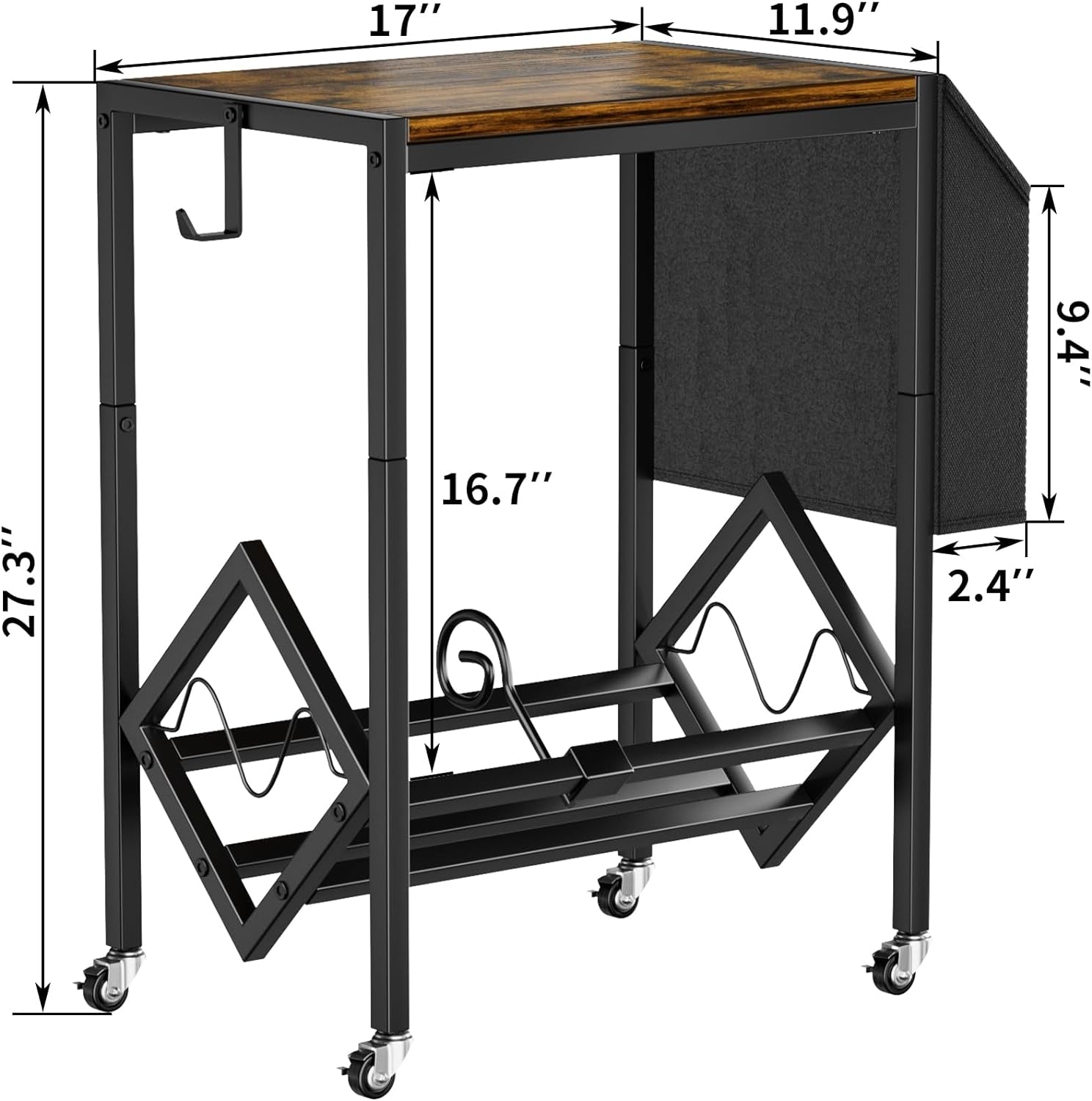 Vinyl Record Player Stand - Record Player Table with Storage Hold 80 Albums Turntable Stand with Organizer Pocket and Wheels