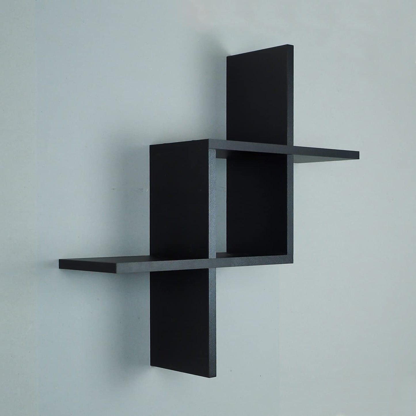 Floating Shelves | Black | Wall Mounted Criss Cross Design | Shelves for Wall | Wall Shelves for Bedroom, Living Room, Bathroom & Kitchen | Floating Shelf | Preassembled Decor Wall Shelf