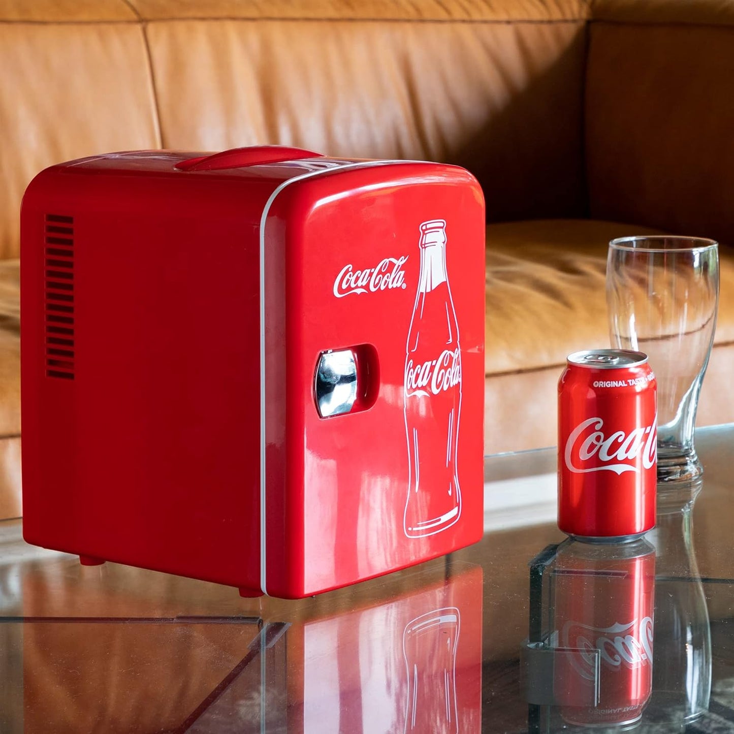 Coca Cola Mini Fridge 4 Liter/6 Can Portable Fridge/Mini Cooler Refrigerator for Food Beverages Cosmetics Skincare for Home Office Dorm Car Boat, AC & DC Plugs