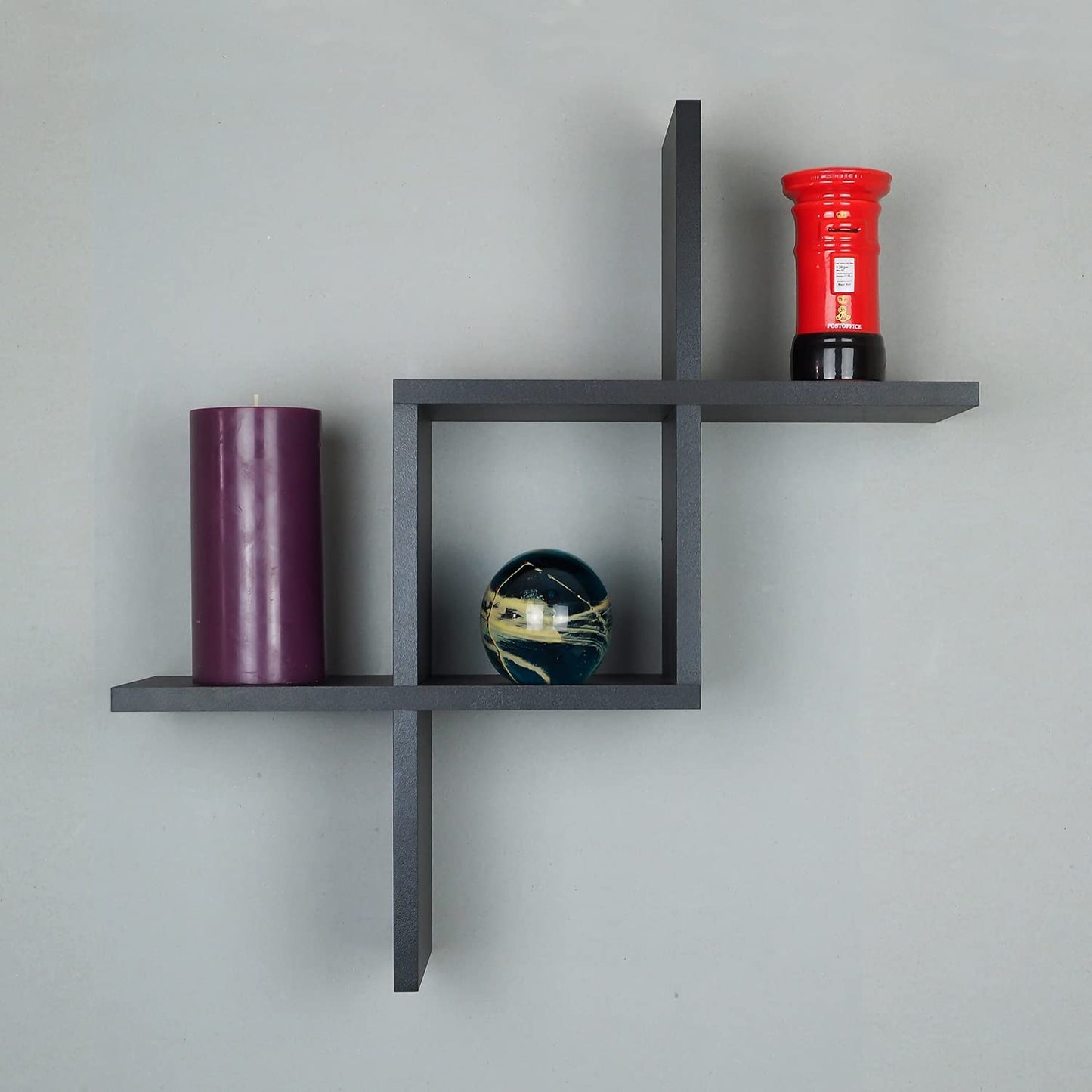 Floating Shelves | Black | Wall Mounted Criss Cross Design | Shelves for Wall | Wall Shelves for Bedroom, Living Room, Bathroom & Kitchen | Floating Shelf | Preassembled Decor Wall Shelf