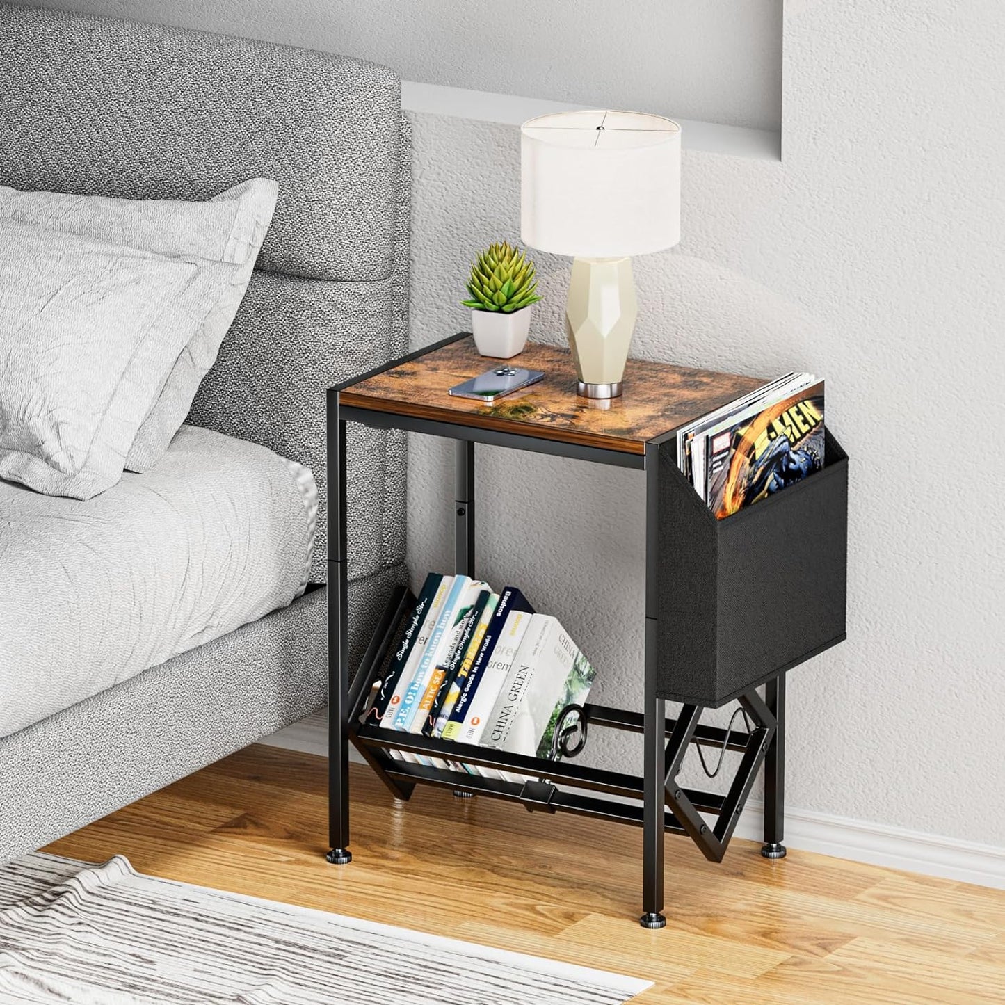 Vinyl Record Player Stand - Record Player Table with Storage Hold 80 Albums Turntable Stand with Organizer Pocket and Wheels