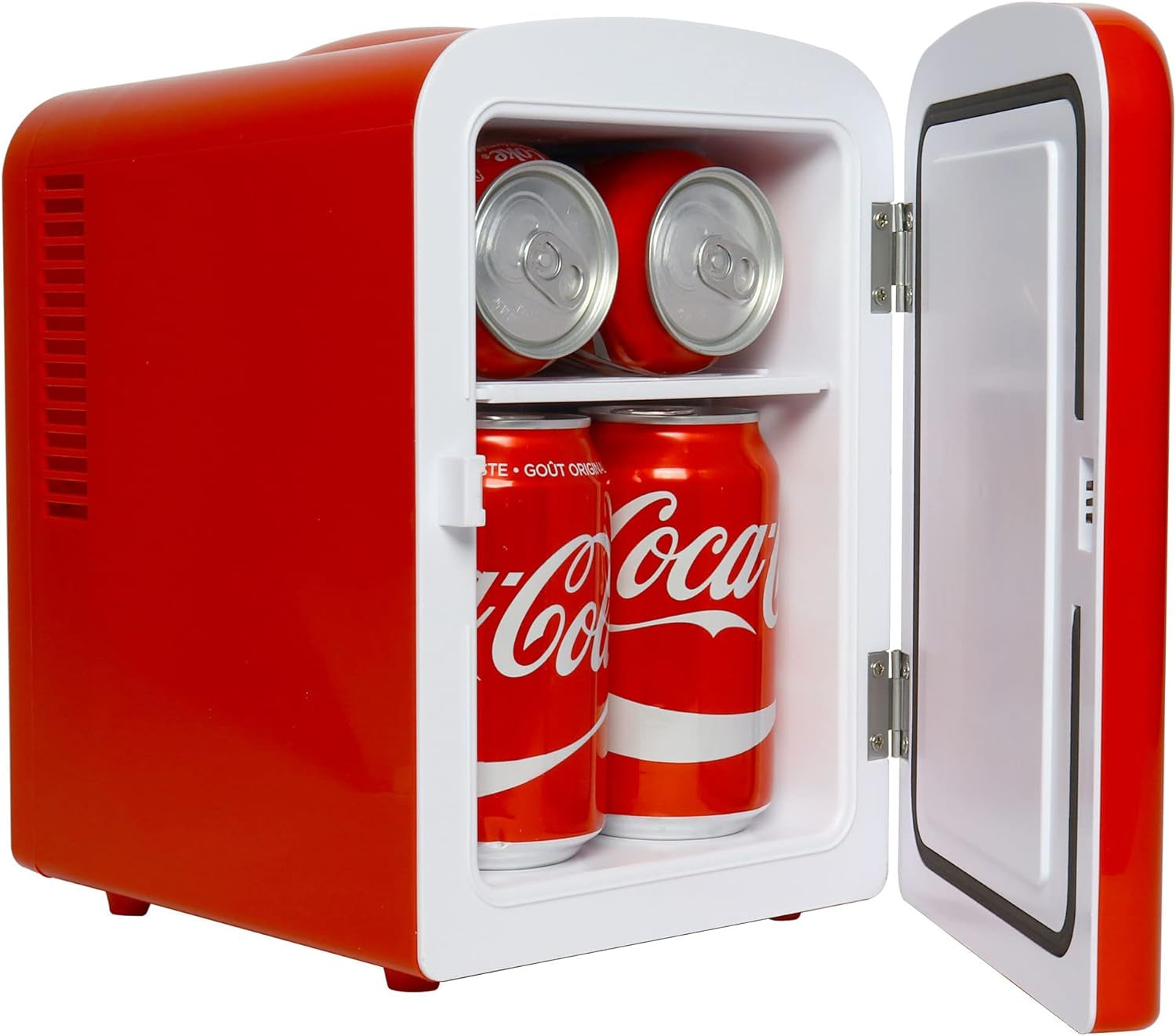 Coca Cola Mini Fridge 4 Liter/6 Can Portable Fridge/Mini Cooler Refrigerator for Food Beverages Cosmetics Skincare for Home Office Dorm Car Boat, AC & DC Plugs