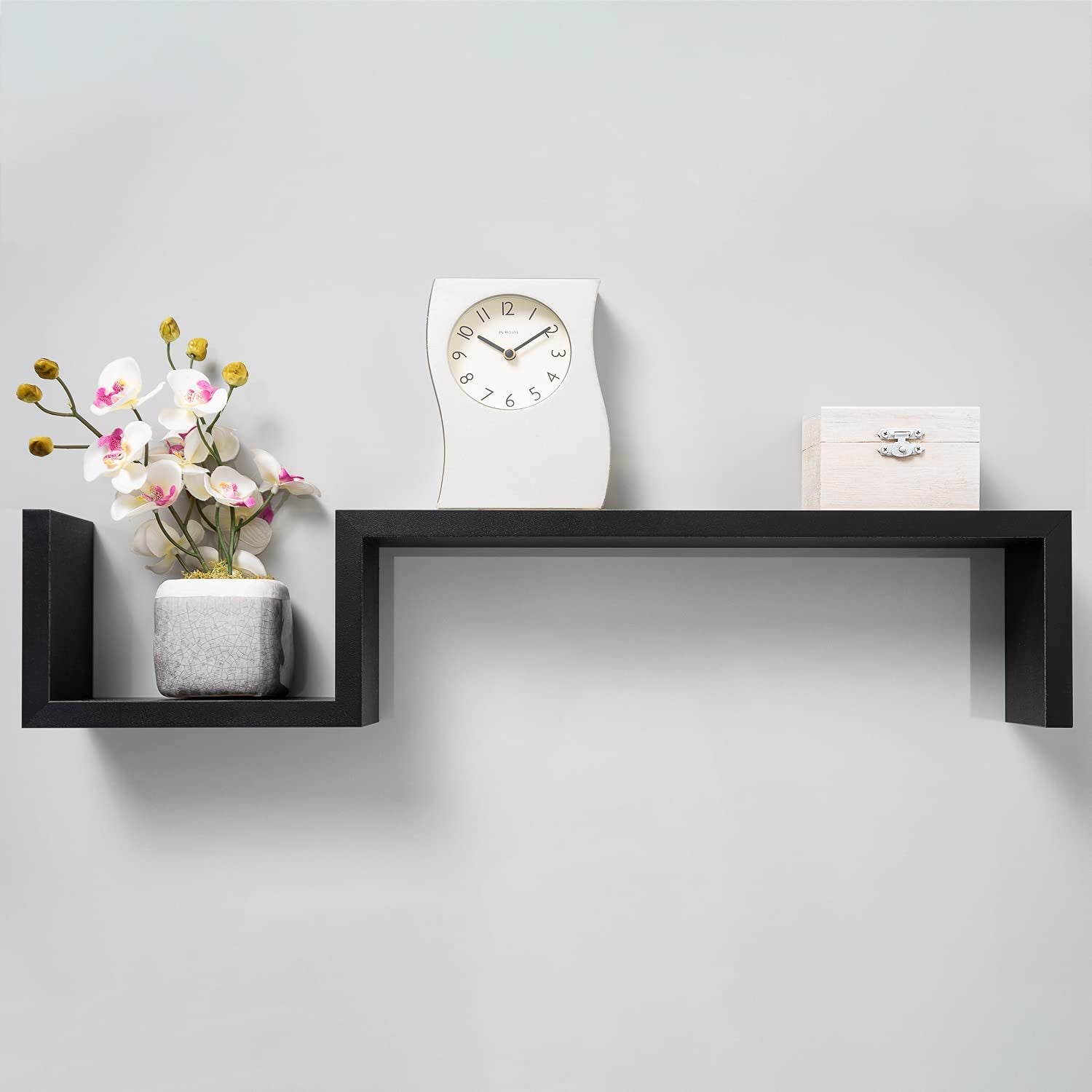 Floating Shelves | Black | Wall Mounted S Shape Design | Shelves for Wall | Wall Shelves for Bedroom, Living Room, Bathroom & Kitchen | Floating Shelf | Preassembled Decor Wall Shelf