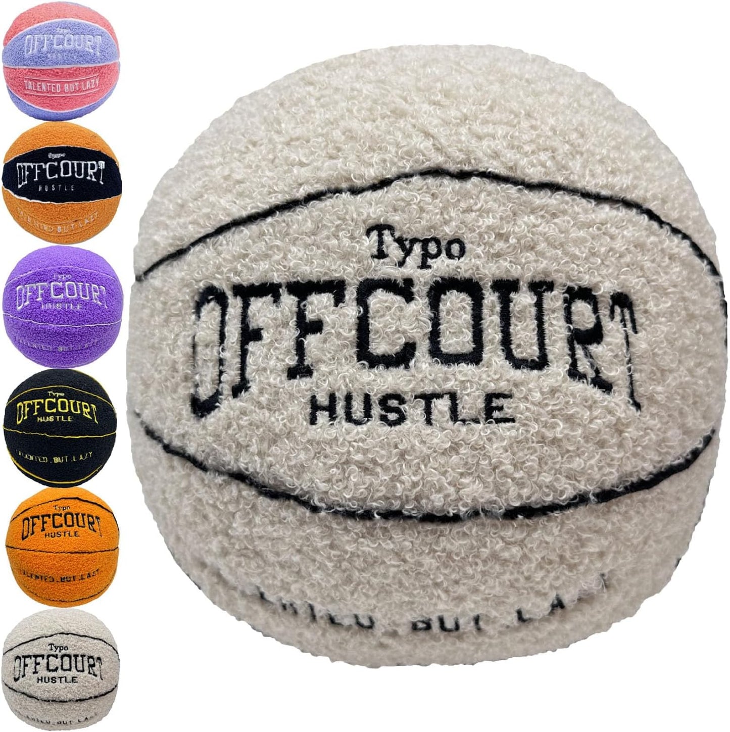 Offcourt Basketball Pillow, 25Cm/9.5In New Funny Ball Shaped Throw Pillows Room Decoration, Soft Basketball Plush Pillow, 3D Ball Shaped Throw Pillows Gift, for Girls or Boys